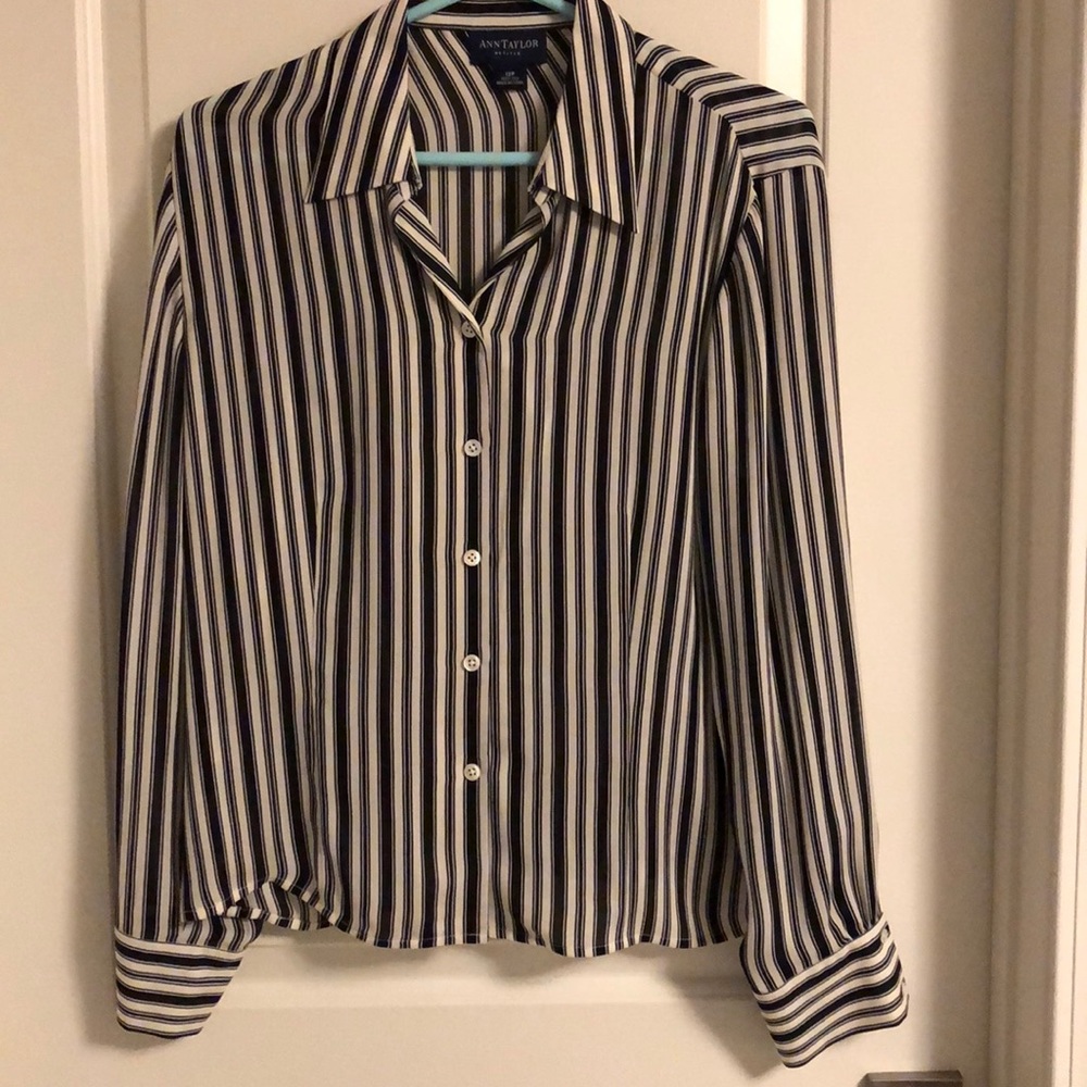 Ann Taylor’s silk button down shirt